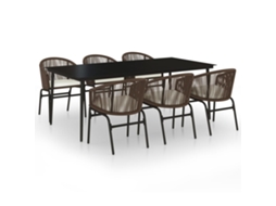 Garden Dining Set, Garden Dining Sets Vidaxl Marrom Pvc (mesa Com 200 Cm De Comprimento)
