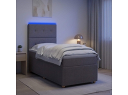 Vidaxl Cama Box Com Led E Colchão Cinzento-acastanhado 100 X 200 Cm