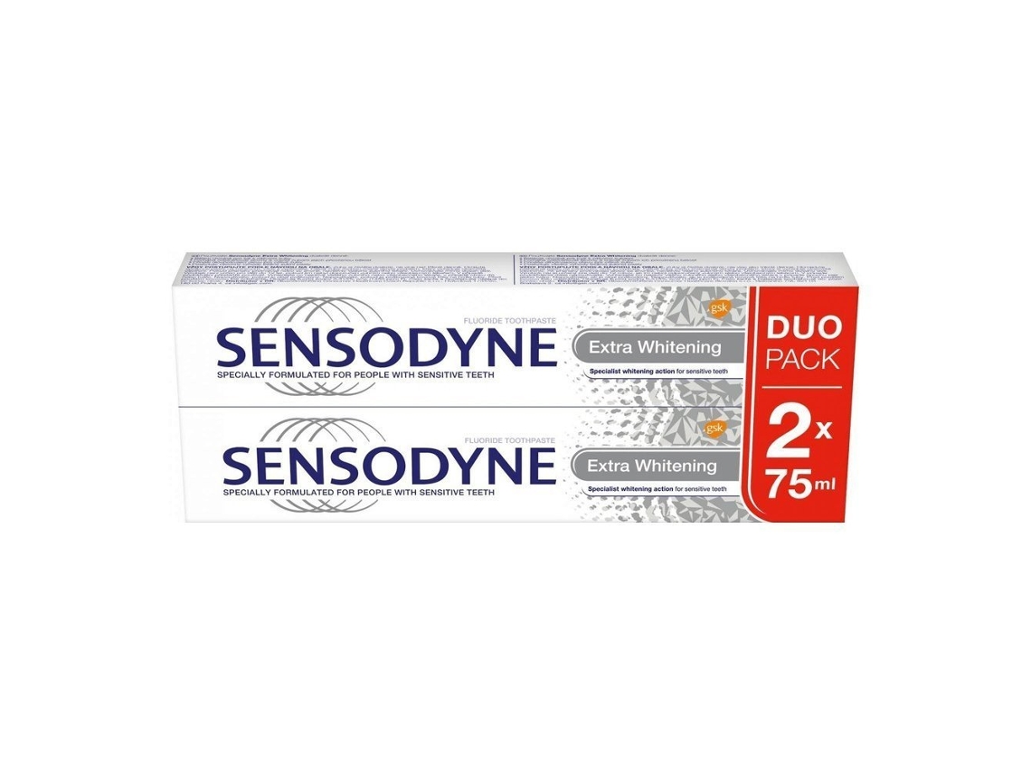 Extra Whitening Pasta De Dentes Com Flúor, 2x75ml Sensodyne