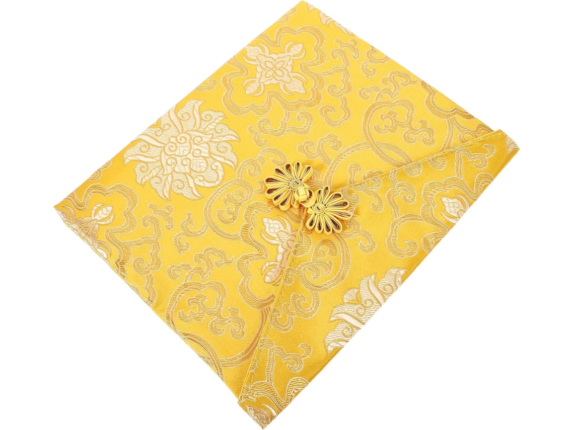 Bolsa Para Livros Budistas Homoyoyo, 24x20 Cm, Com Bordado Chinês, Tecido Macio E Enchimento De Esponja, Amarela Ideal