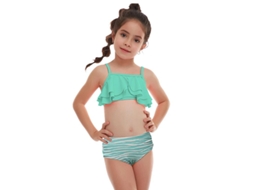 Fasst traje de Banho para Meninas com Blusa Curta com Babados e Calcinhas Traje de Praia de Verão