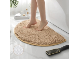 Tapetes de Banho Antiderrapantes Absorventes de Secagem Rápida para Decoração de Banheiro Fundo Bege Tpr Meio Redondo EVELTEK 50X80CM