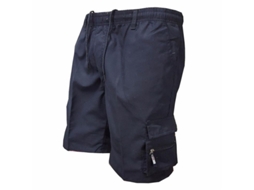 Calças Curtas Cargo Masculinas De Verão Com Cordão, Bolsos Múltiplos E Cintura Elástica Preto