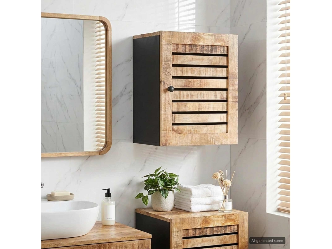 Vidaxl Armário Suspenso Com Porta Marrom E Preto 38 X 33,5 X 48 Cm