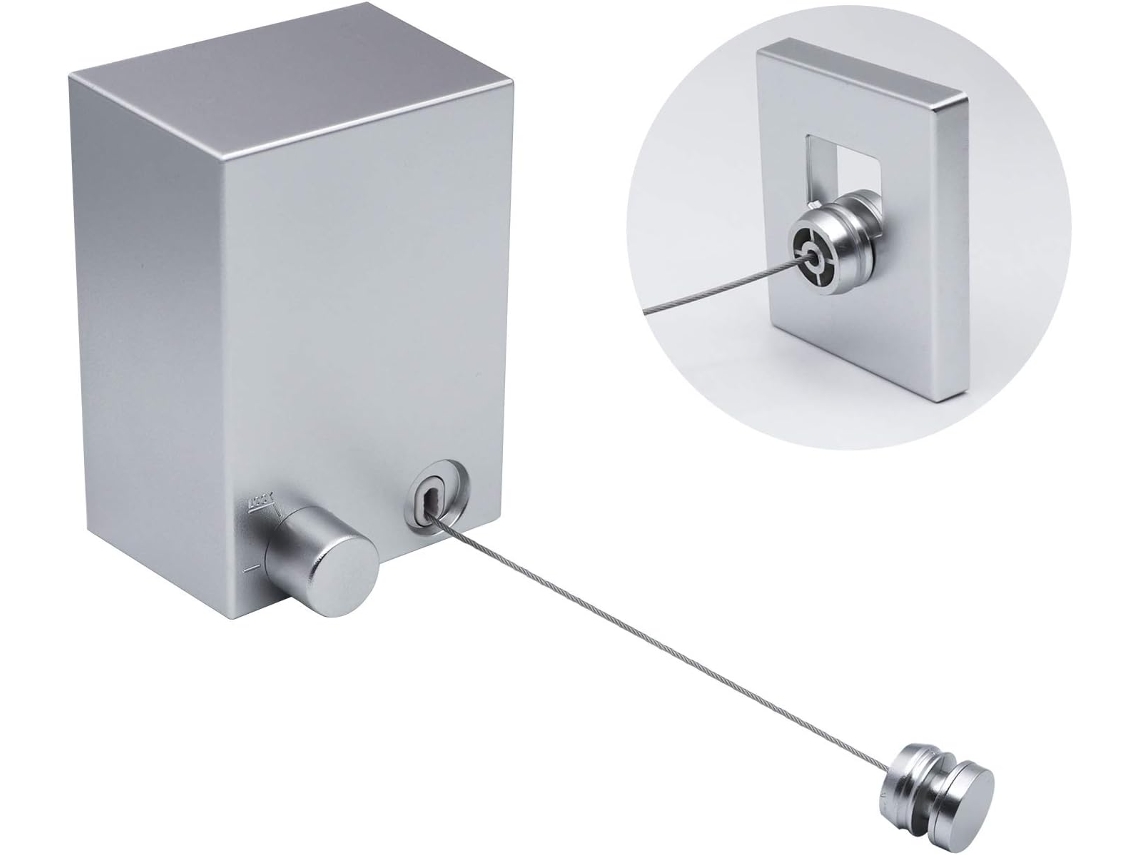 Varal retrátil para áreas externas Slowmoose 4,2 m, aço, prata