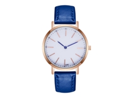 Relógio masculino de quartzo com pulseira de couro PU, mostrador redondo, estilo fashion (azul royal)
