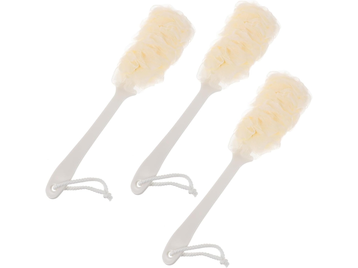 Conjunto De 3 Escovas Banho Com Cabo Longo Homoyoyo Para Corpo E Costas Acessório Prático Banheiro
