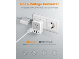 Adaptador De Viagem Tessan Europa Usb, C, Pacote Com 3 Unidades, Pd 20w, Adaptador De Viagem Eua Para Europa, Com 4 Tomadas Ca E 3 Portas Usb