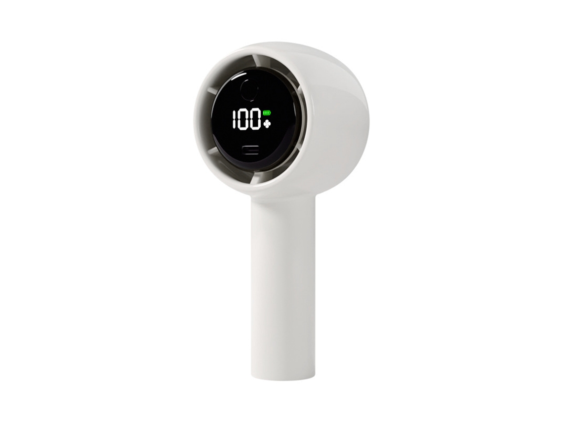 Mini Ventilador Turbo MDUG portátil, visor digital, carregamento USB, fluxo de ar potente (branco)