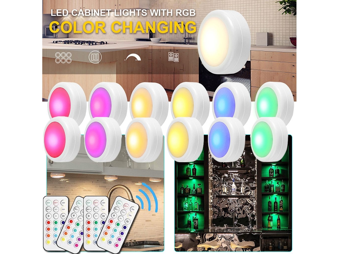 12 Luzes Armário Rgb 16 Cores Timer