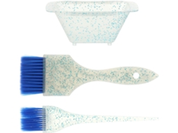 Kit Para Colorir Cabelo: Tigela De Plástico Azul E Pincel De Cerdas Macias