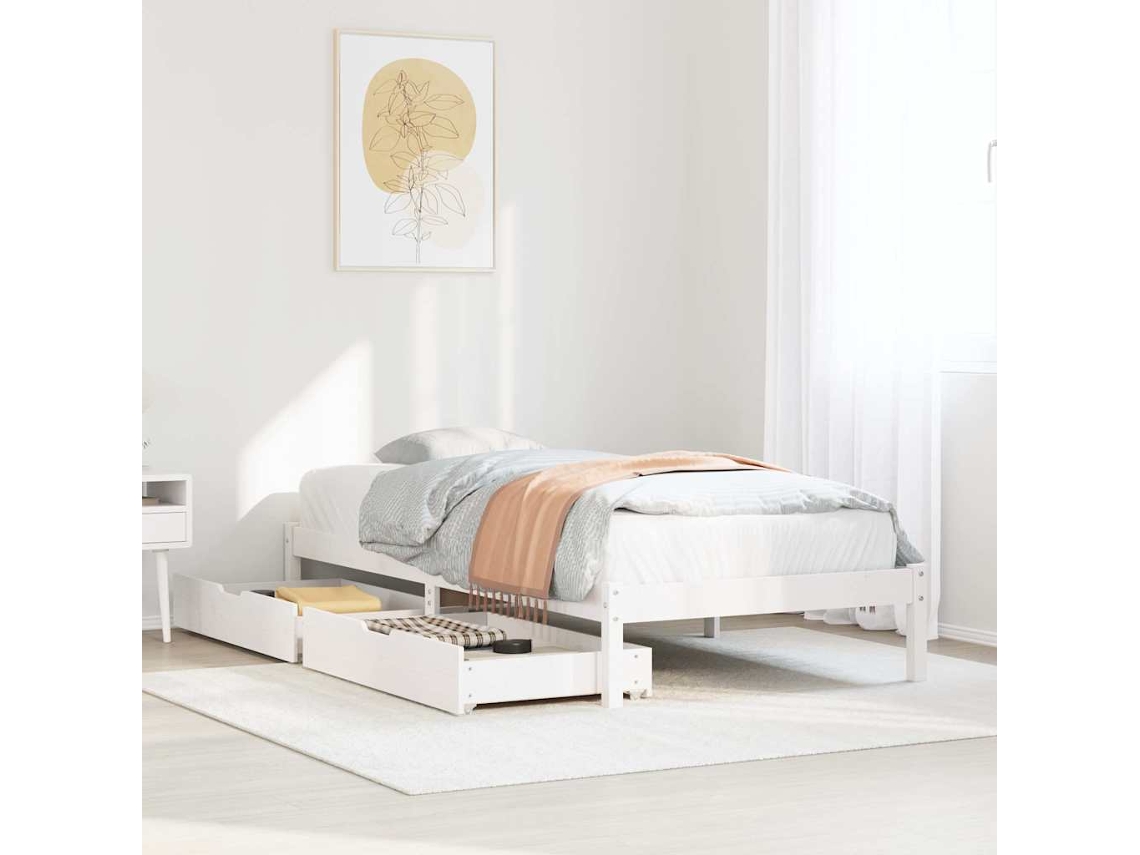 Vidaxl Cama Sem Colchão 90x190 Cm Madeira De Pinho Maciça Branco