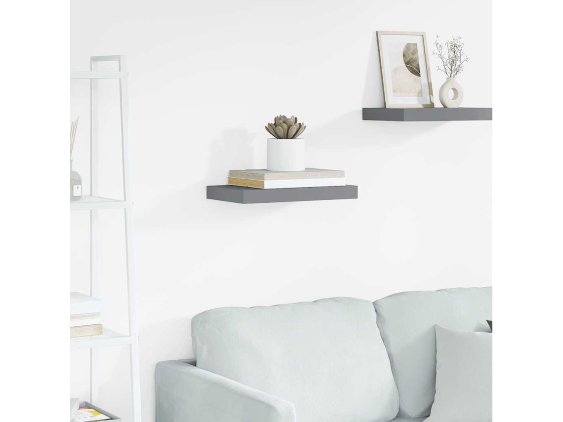 Vidaxl Prateleira De Parede Suspensa 40x23,5x3,8 Cm Mdf Cinzento
