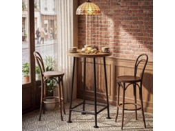 Mesa De Bar Redonda, Little Tree, 60×60×95 Cm, Mesa De Bistro Moderna Com Base De Metal Para Café, Bar, Festa, Cozinha, Marrom