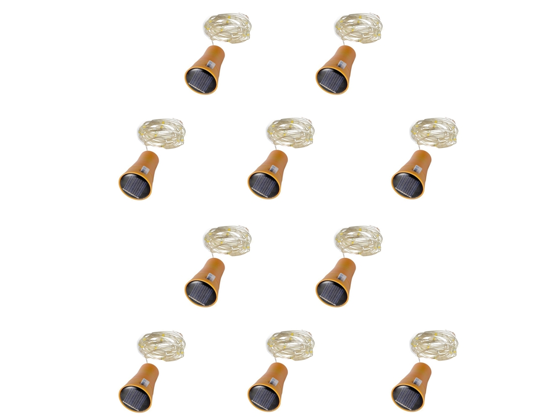 Pacote com 10 Luzes Solares para Garrafas de Vinho 20 Led Luzes de Cortiça para Festa Casamento Ao Ar Livre Jardim Quintal Decoração