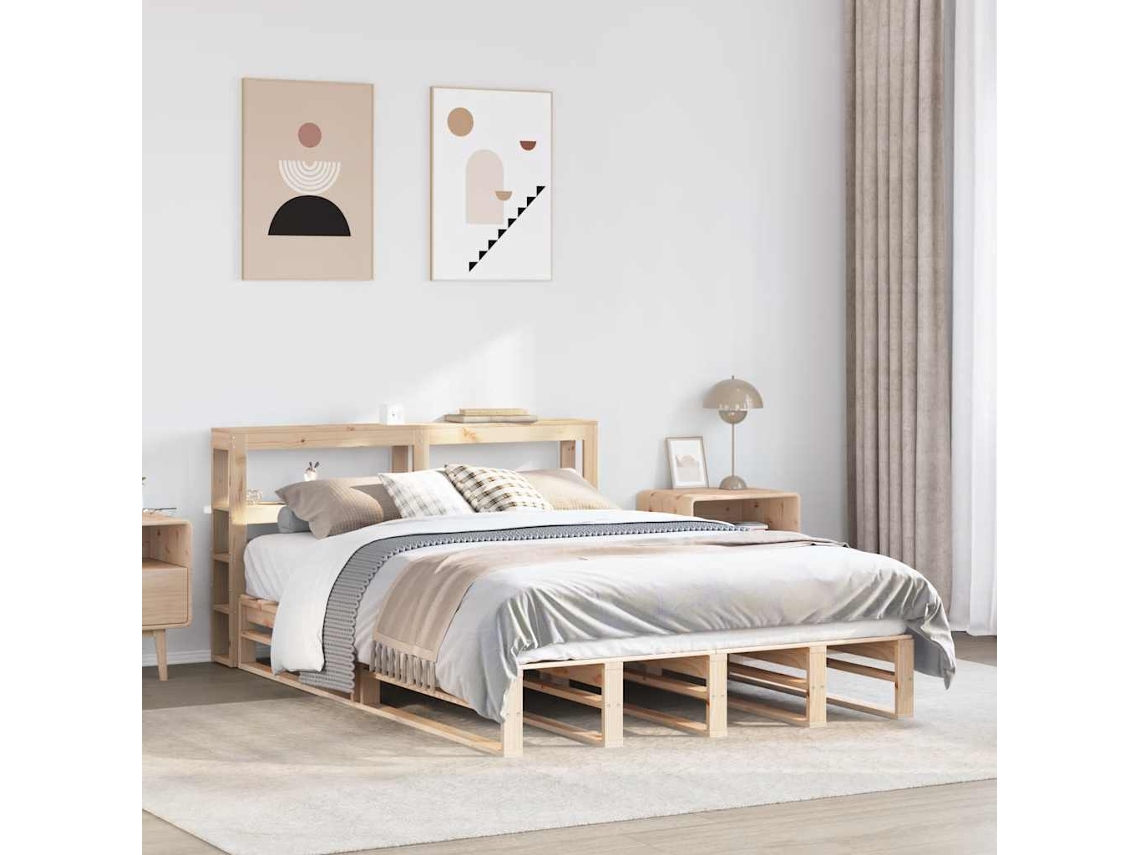 Vidaxl Cama Sem Colchão 140x190 Cm Madeira De Pinho Maciça