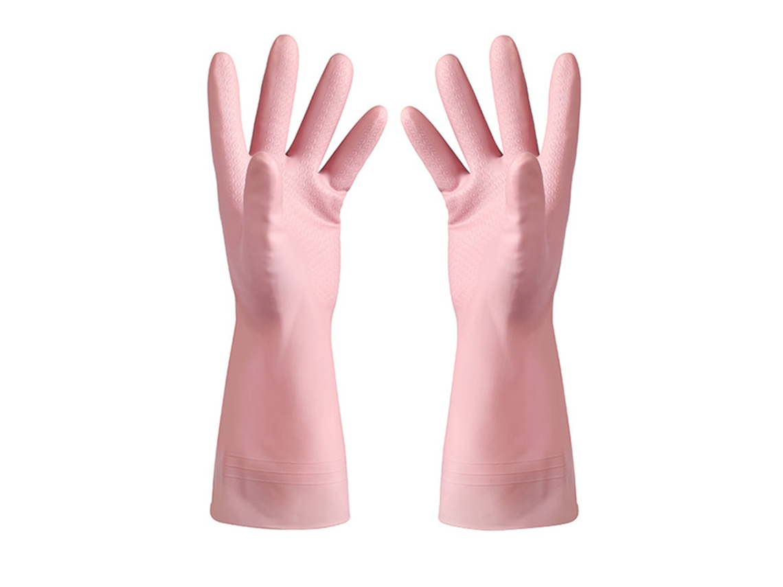 Luvas de borracha reutilizáveis espessas impermeáveis antiderrapantes para limpeza de cozinha lavagem rosa S/MARCA