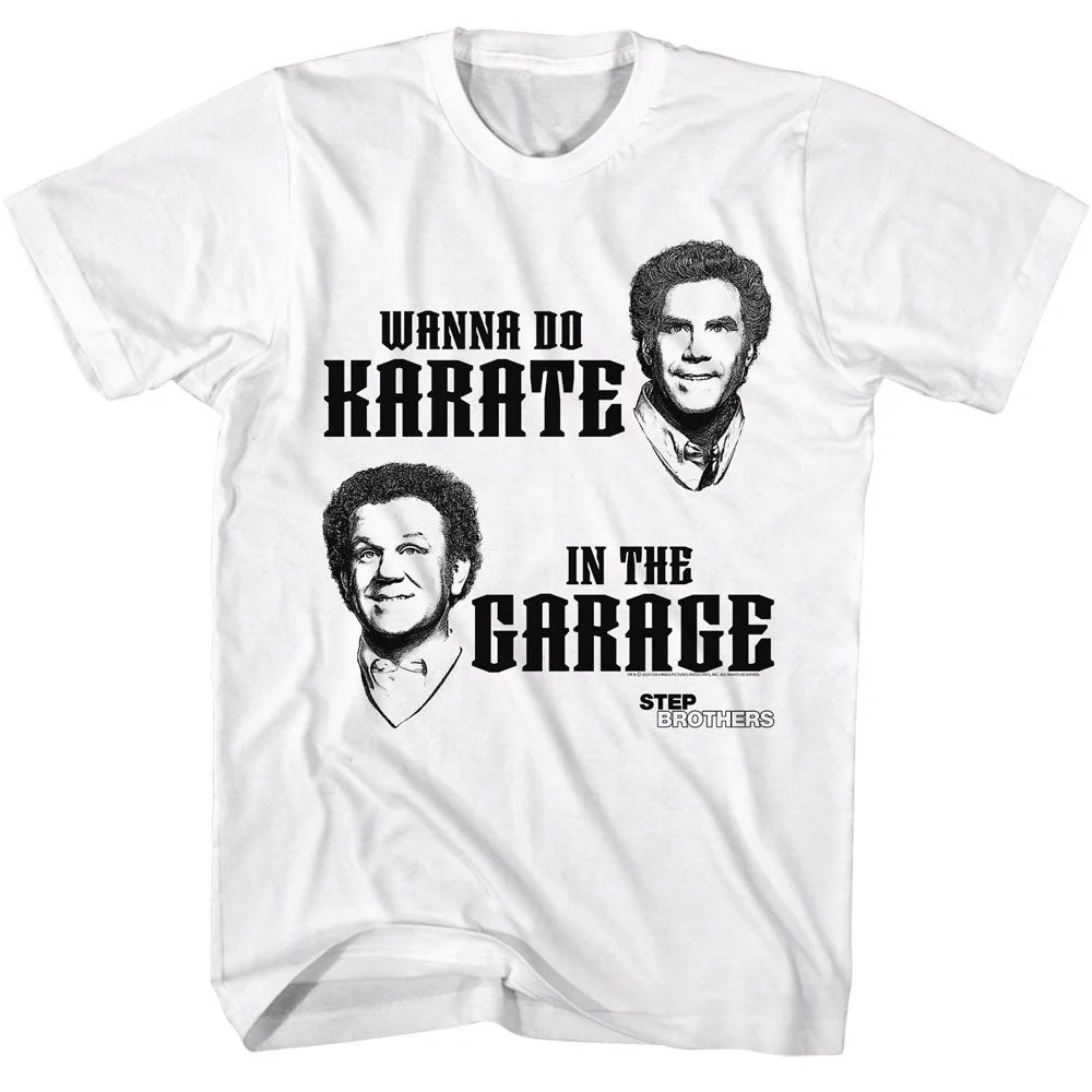 Rockinstone Step Brothers Movie Wanna Do Karate White Adult T-shirt Size:m