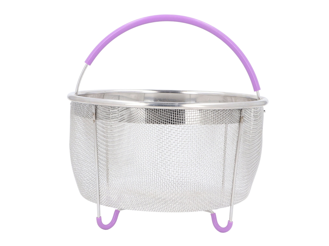 Cesta de Vapor de Aço Inox com Alça para Panelas de Pressão 6 Qt Malha Fina S/MARCA