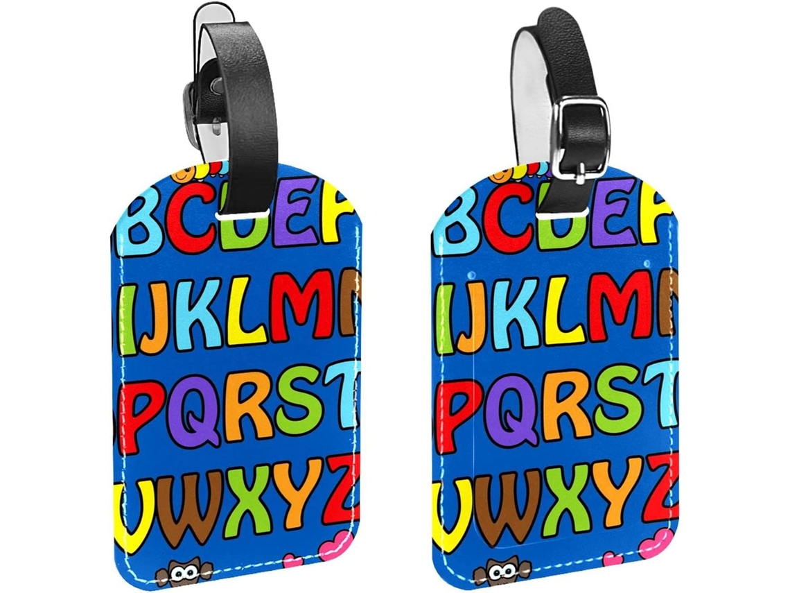 Conjunto De 2 Etiquetas Bagagem Viagem Azuis Com O Alfabeto Bolsas, Malas, Sacolas E Bagagens, Com Alças De