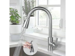 Torneira Misturadora De Cozinha, Misturador De Pia Em Aço Inoxidável 304, Misturador De Pia Giratório 360° Com Ducha Extensível G