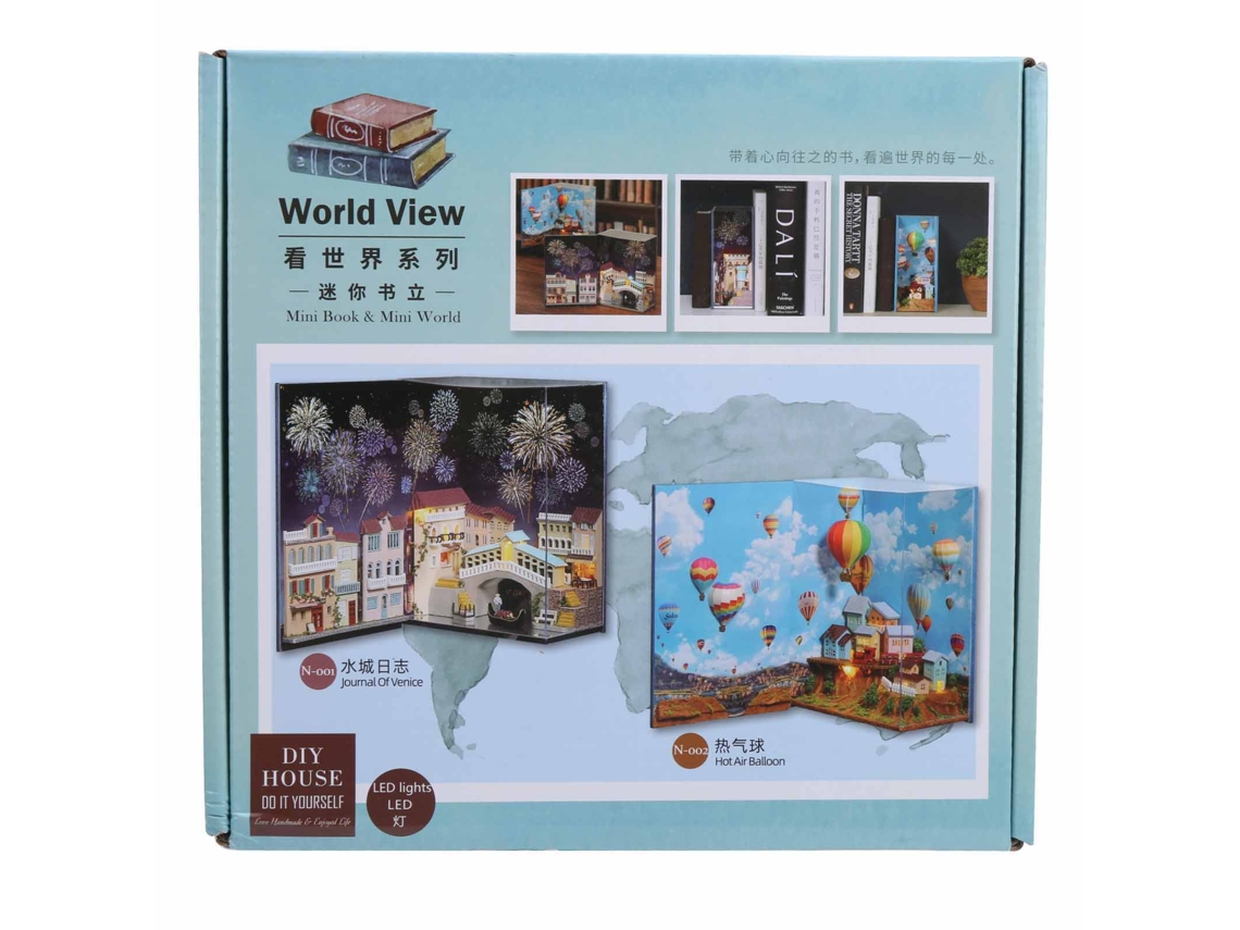 Mali brinquedo Casa Miniatura em Madeira Diy Série de Livros Presente de Aniversário N‑002