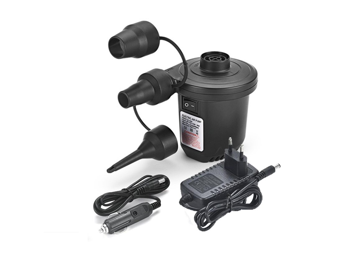 Bomba de Ar Elétrica para Colchão Inflável, Portátil para Inflar e Desinflar com 3 Bicos para Travesseiros, Boias e Brinquedos de Piscina AQUAFORGE