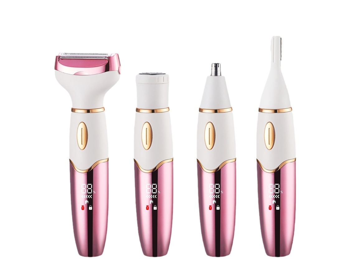 Aparador Elétrico 4 Em 1 Para Depilação Feminina, Com Display Digital E Cabeças Intercambiáveis.