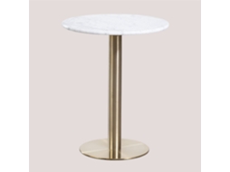 Sklum Round Marble Cosmopolitan Bar Table Mármore     Ouro Champagne     Ø60 Cm              Mármore Branco Guangxi