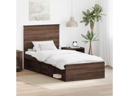 Vidaxl Estrutura Da Cama Com Cabeceira Carvalho Marrom 90 X 190 Cm