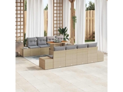 Vidaxl Conjunto De Sofá De Jardim 9 Unid. Bege Vime Pe