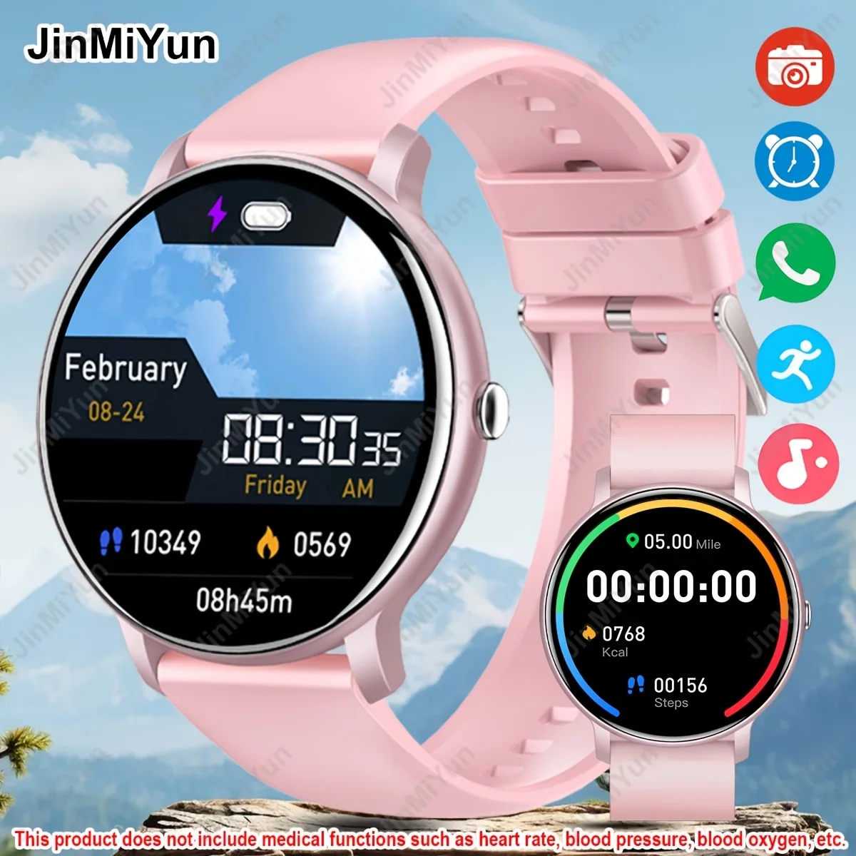(rosa) Smartwatch Com Chamadas Sem Fio E Uma Confortável Pulseira De Silicone.