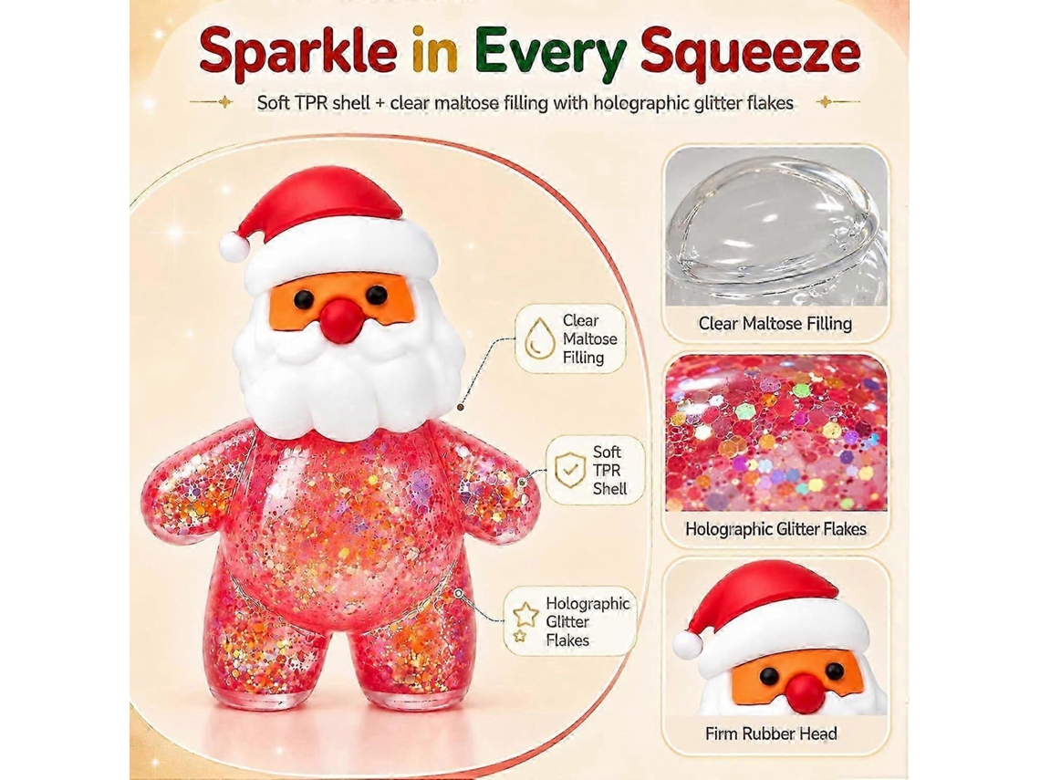 Conjunto 4 Brinquedos Squishy Natal Com Corpo Macio E Brilho