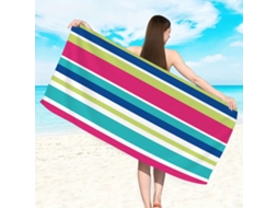 Yuysan Toalha De Praia Listrada Em Microfibra, Alta Absorção E Secagem Rápida, 150x75cm, Modelo St723, Cor Vermelho E Azul