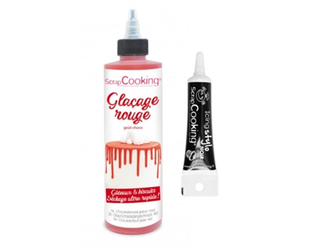 Cobertura Sabor Chocolate 130 gTinto + Caneta Glacê Preta Scrapcooking