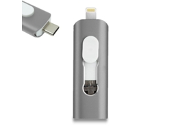 Pen Drive Usb 128 Gb Cool 3 Em 1 Lightning / Tipo-C / Micro-Usb Cinzento Pen Drives