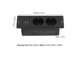 Tomada Embutida Mesa 2 Usb 2 Portas 10a Com Cabo 1.5m