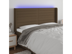 Vidaxl Cabeceira De Cama C/ Luzes Led Tecido 183x16x118/128cm Castanho
