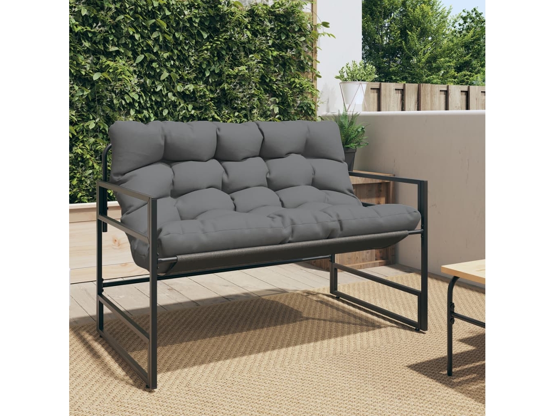 Vidaxl Banco De Jardim Com Almofadão 113 Cm Aço Antracite
