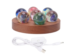 Lâmpada Bolha 3d Led Cor Variável Base Madeira Decoração
