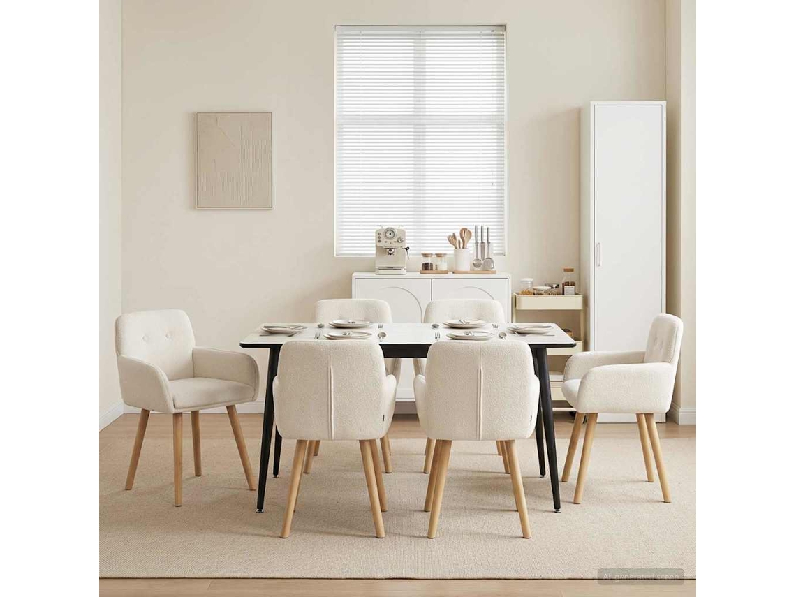 Vidaxl Cadeiras De Jantar 6 Unid. Bouclé Creme 59 X 57 X 85 Cm