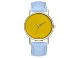 Reloj De Cuarzo De Pulsera Moda Con Correa De Cuero Para Mujer Y Hombre (azul Claro)