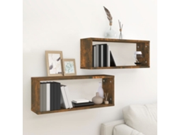 Vidaxl Prateleiras Cubo 2pcs 60x15x23cm Deriv. Madeira Carvalho Fumado