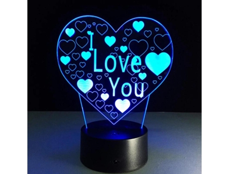 Candeeiro 3d I Love You Lâmpada Mágica