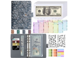 A6 Macaron Pu Faux Leather Ring Binder Notebook Journal With Zipper Pockets Budget Planner Exotic Paisley Gray Cover