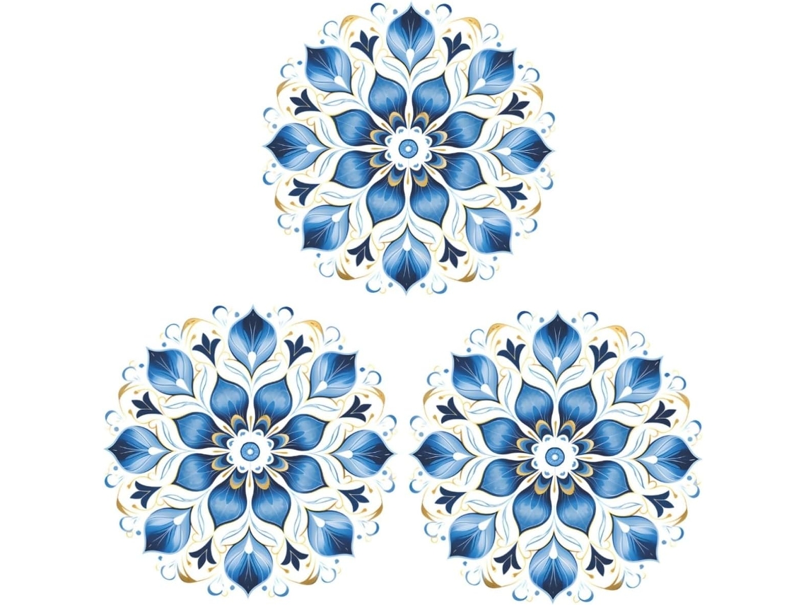 Conjunto Com 3 Adesivos De Parede Mandala, Decoração Adesiva Para Janelas.