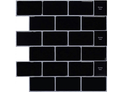Omni stickers de Azulejos Adhesivos para Cozinha e Banheiro, Azulejos Decorativos Negros Impermeáveis, 4 Peças