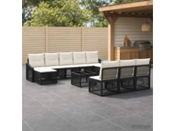 Vidaxl Conjunto De Sofá De Jardim 11 Unid. Preto Vime Pe