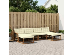 Vidaxl Conjunto De Sofás Para Exterior 6 Unid. Natural E Creme