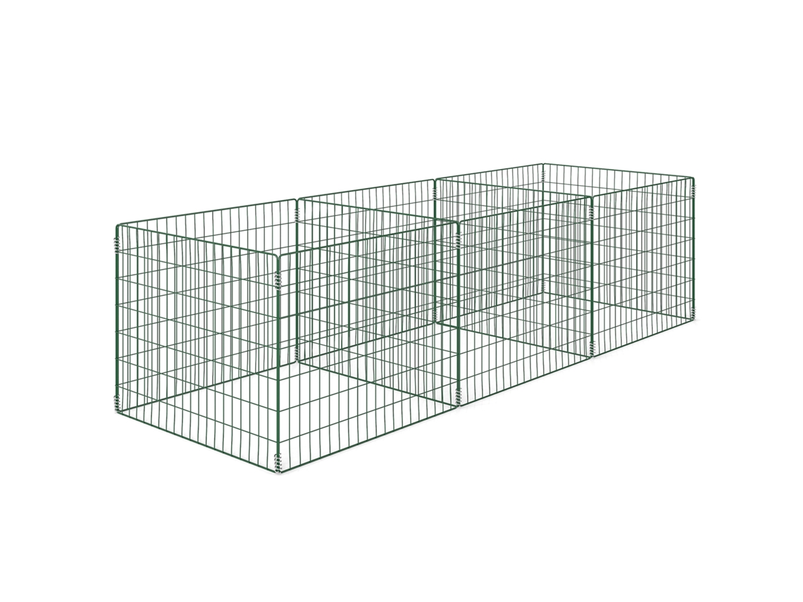 Compostor Rápido 1680l 3 Peças 270x90x70cm Aço Intempéries Verde